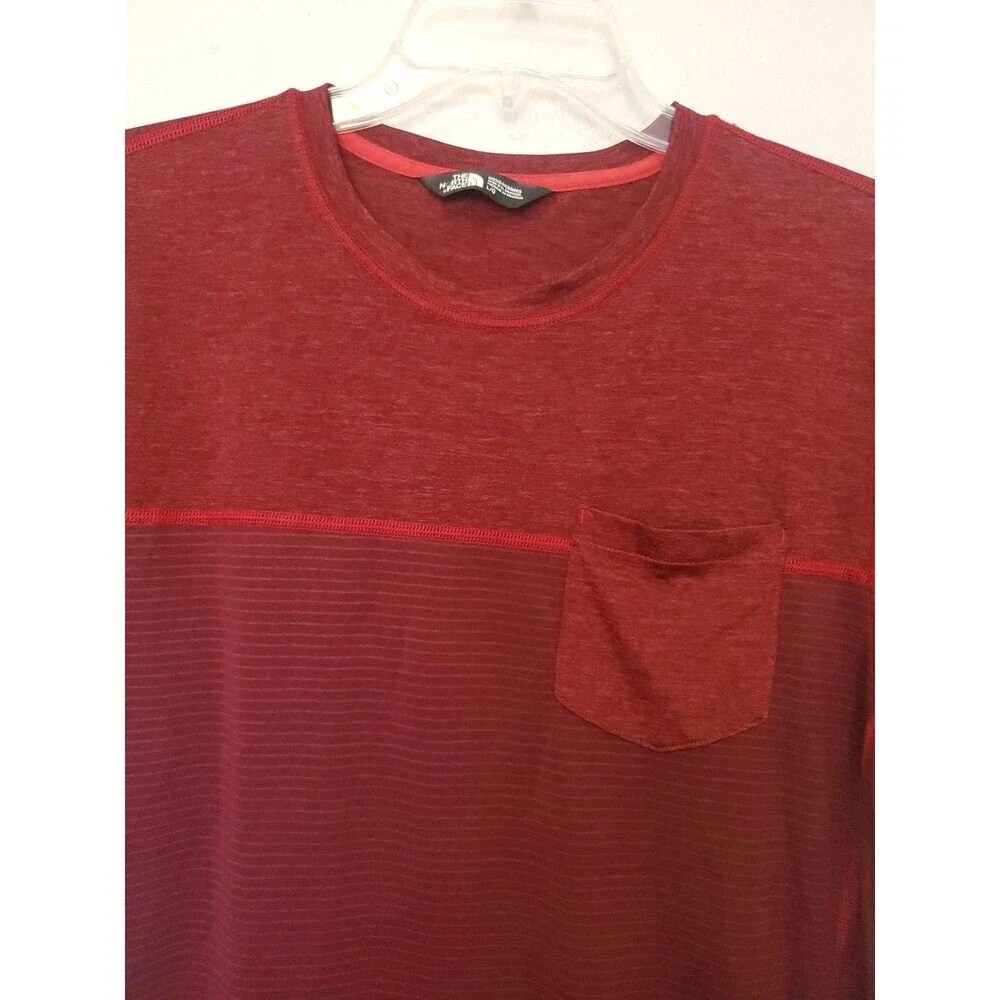 The North Face‎ T-shirt Flash Dry 100% Polyester Men's L Maroon Short Sleeve Tee - Picture 4 of 16